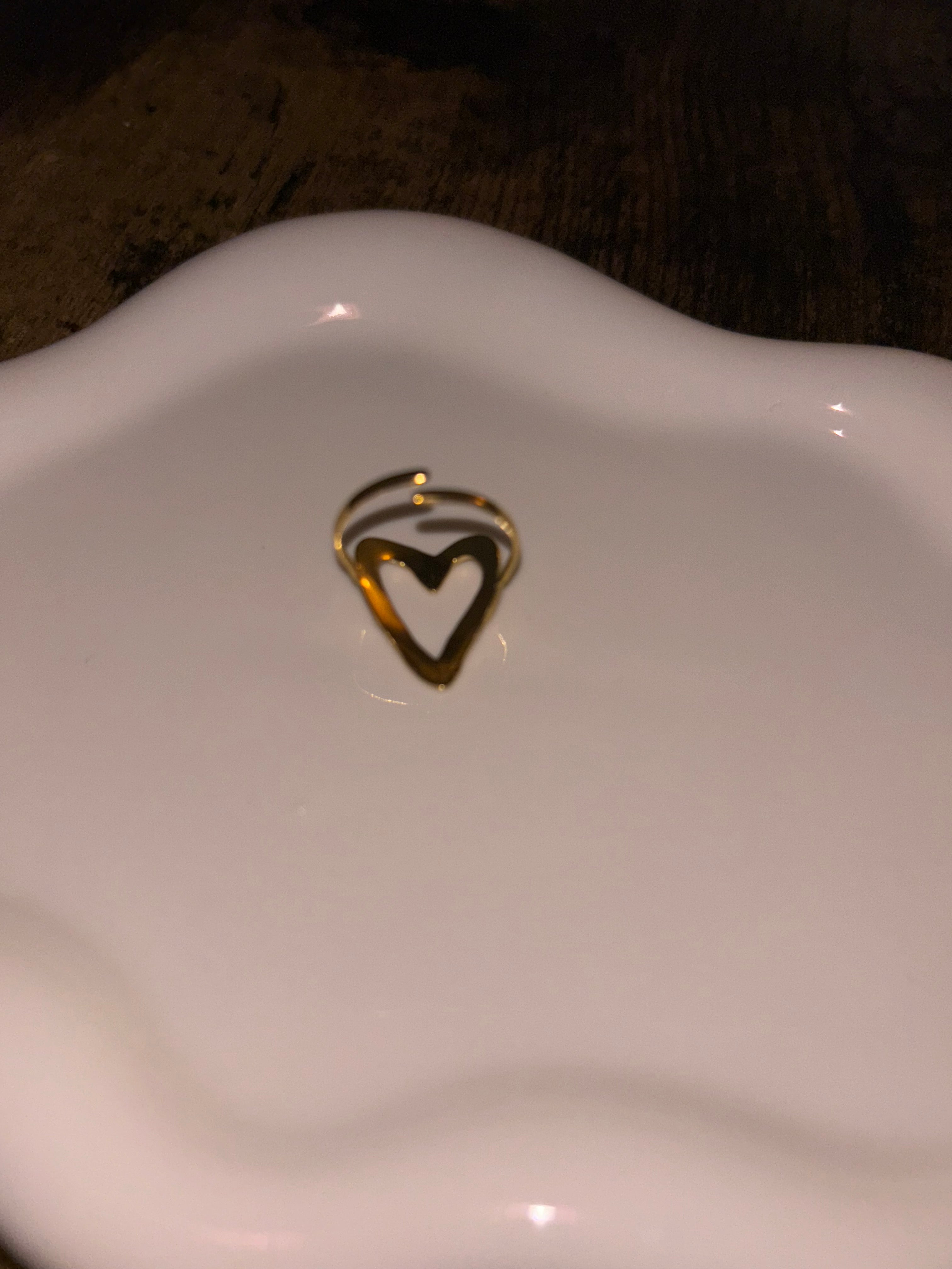 Gold Rings ~ Textured Heart Adjustable Stainless Steel Ring
