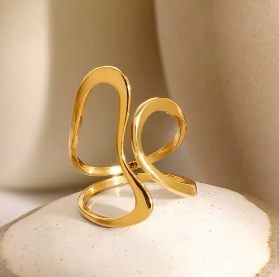 Fashion Rings ~ Abstract Gold Plated Statement Ring
