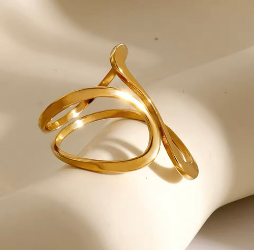 Fashion Rings ~ Abstract Gold Plated Statement Ring