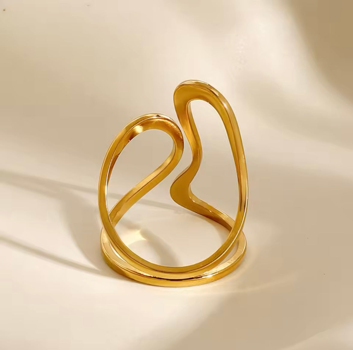 Fashion Rings ~ Abstract Gold Plated Statement Ring