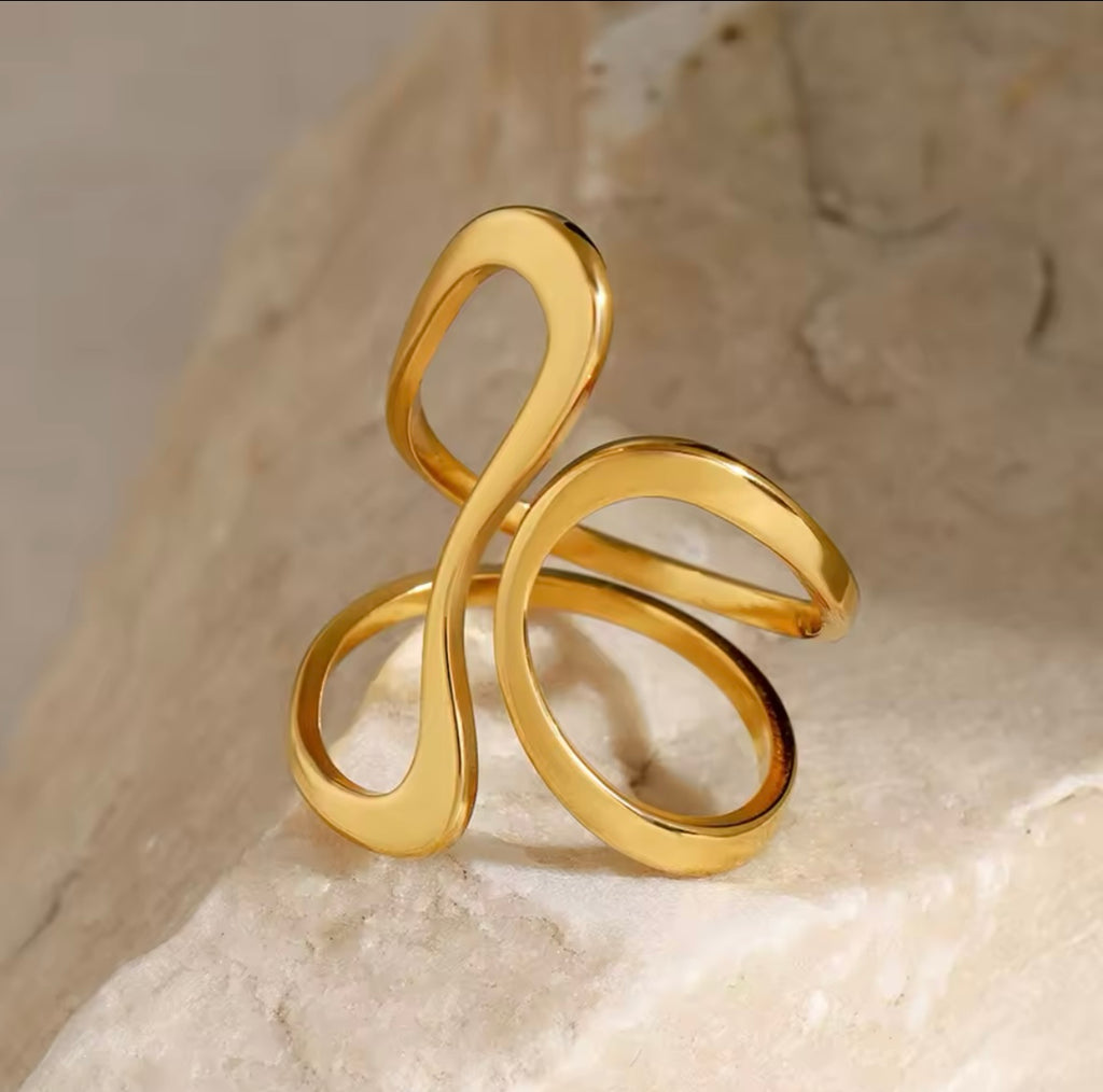 Fashion Rings ~ Abstract Gold Plated Statement Ring