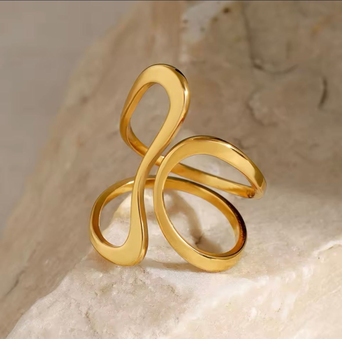 Fashion Rings ~ Abstract Gold Plated Statement Ring