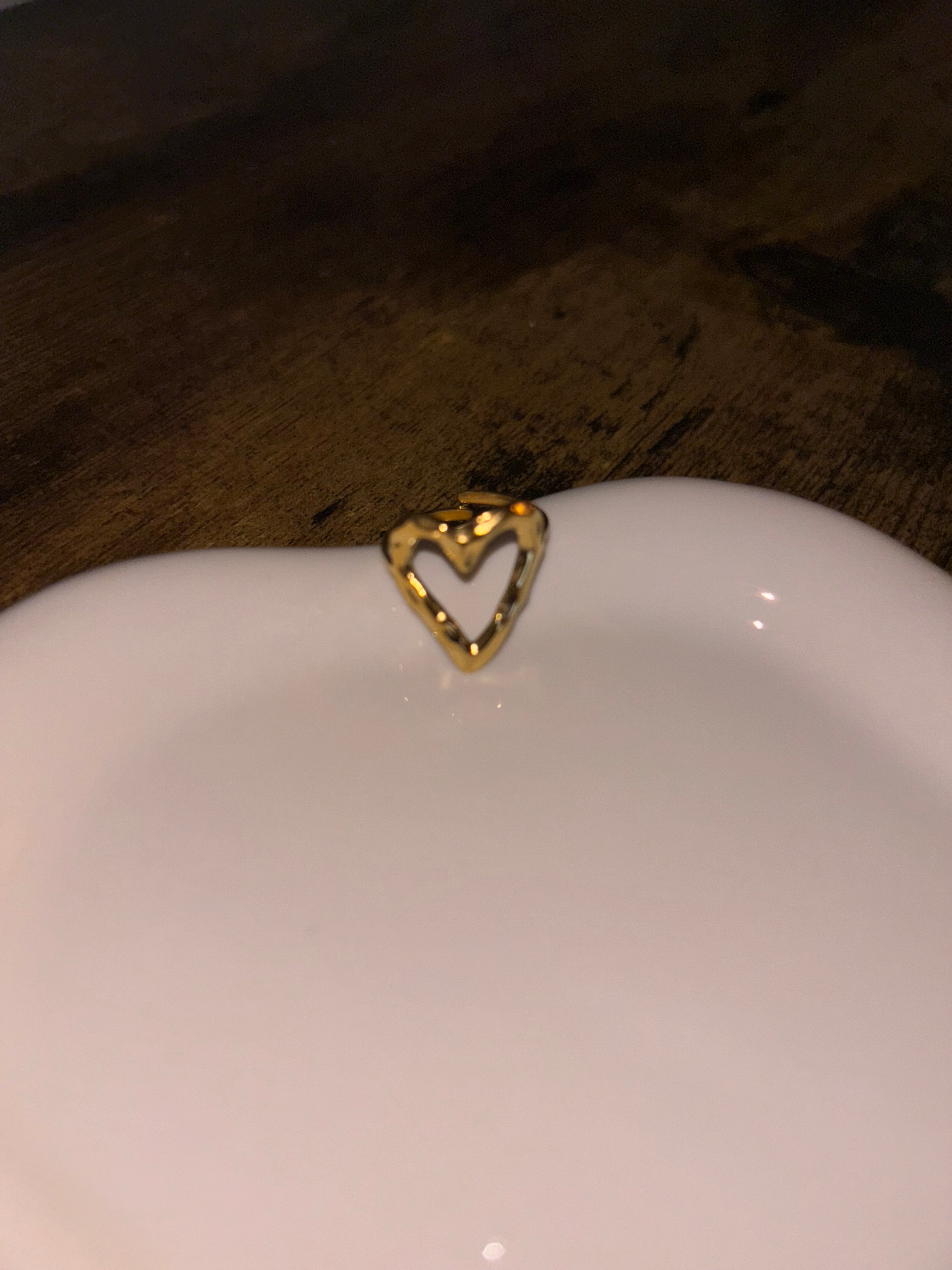 Gold Rings ~ Textured Heart Adjustable Stainless Steel Ring