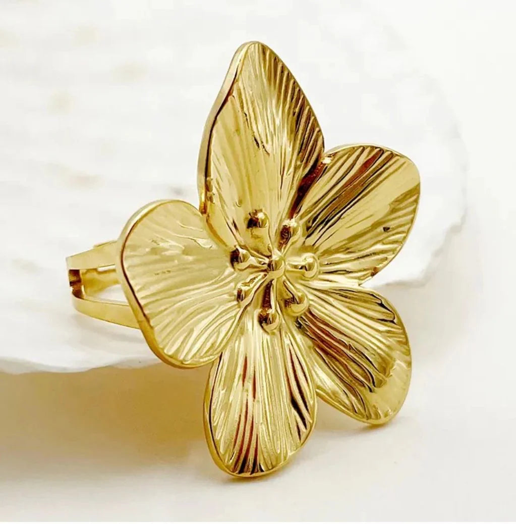 Lily Fashion Rings ~ Gold Plated Statement Ring